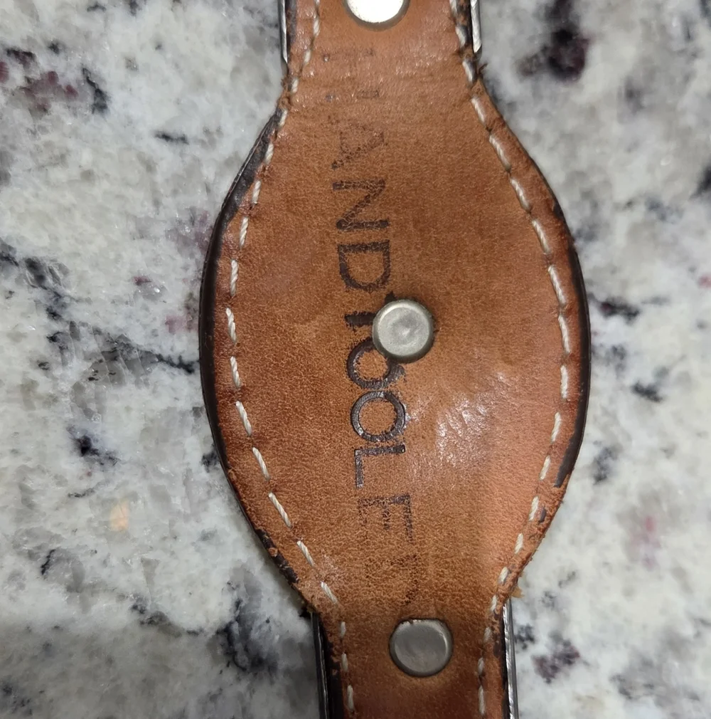 Western Leather Belt Hand Tooled Silver Buckle Conchos Made in USA 32" Unisex - Picture 6 of 8